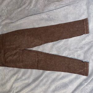 Women’s Ribbed Seamless Leggings Brown High Waisted Stretch